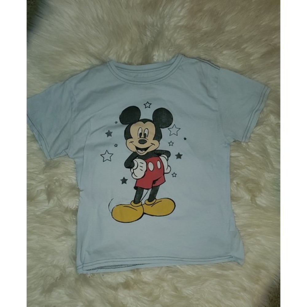 Disney Mickey Mouse Light Blue Graphic T-Shirt Juniors Large LF32201FT